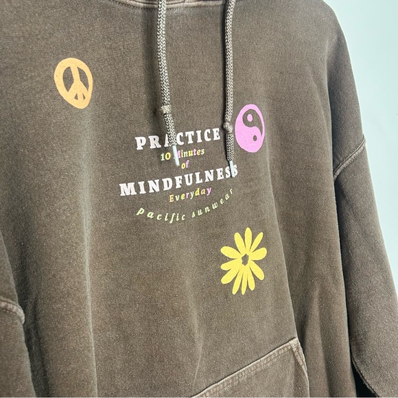 Pacsun Mindfulness Everyday Only Human Knit Brown Drawstring Pullover Hoodie Lg - Picture 6 of 10